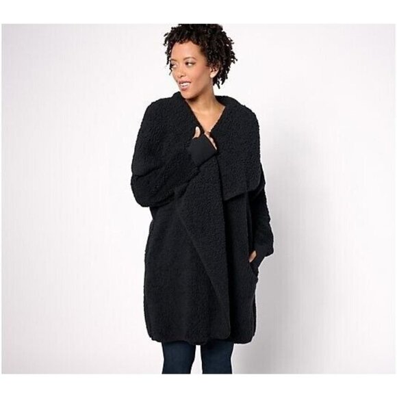 Bumblebella by Jill Martin Regular Sherpa Cascading Cardigan Black,5X - Picture 1 of 1